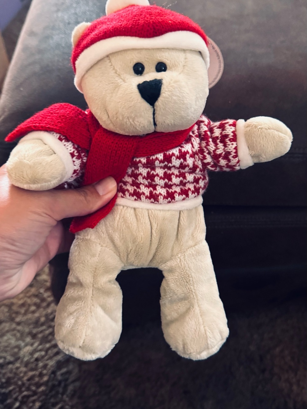 2018 Starbucks bearista bear. Plush Holiday Bear Toy in Red Sweater and Scarf